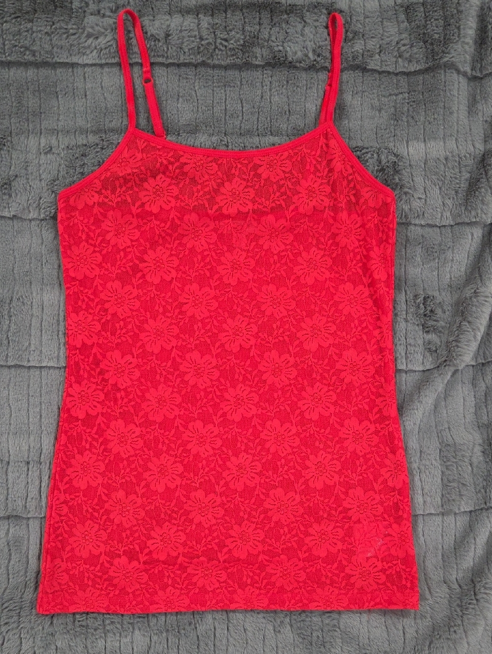 Red Floral Lace Cami Tank Top - Women